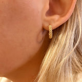 Luxury Defined: Caviar Textured Hoop Earrings in 18k Gold Overlay