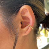 Bubbly Bliss: Delicate 18k Gold Overlay Ear Cuff with Cubic Zirconia Stones