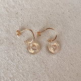 Love it Hoop Earrings: Dainty C-Hoop with Heart Radial Plate
