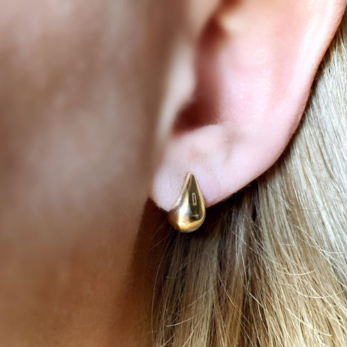 Elegance Defined: Cry Baby Teardrop Stud Earrings in 18k Gold Overlay