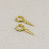Emerald CZ Hoop Earrings With Spike Drop