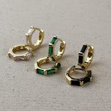 Baguette CZ Clicker Hoop Earrings