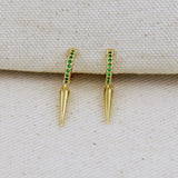 Emerald CZ Hoop Earrings With Spike Drop