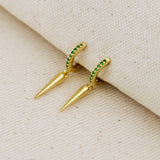 Emerald CZ Hoop Earrings With Spike Drop