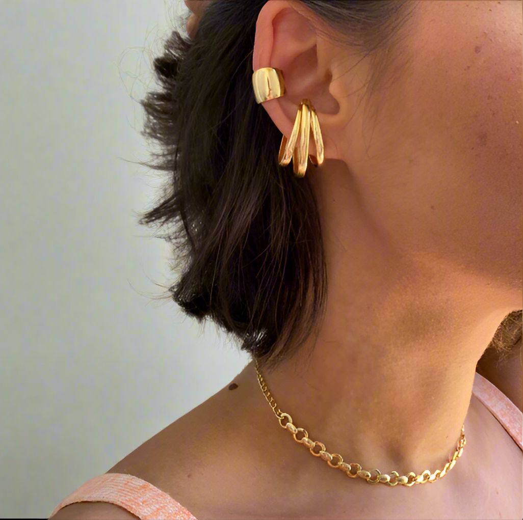 GoldFi Bold 18k Gold Filled Plain Ear Cuff Earrings