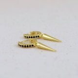 Black CZ Hoop Earrings With Spike Drop
