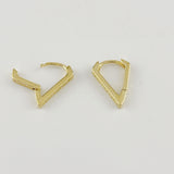 V Shape CZ Clicker Hoop Earrings