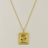 Vintage Flower Plaque Necklace
