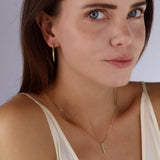 Emerald CZ Hoop Earrings With Spike Drop