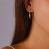 Emerald CZ Hoop Earrings With Spike Drop
