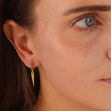 Black CZ Hoop Earrings With Spike Drop