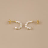 Pearls C- Hoop earrings