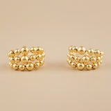 Triple Beaded C-Hoop Earrings
