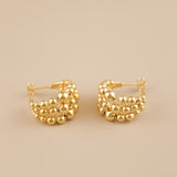 Triple Beaded C-Hoop Earrings