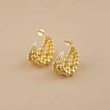 Triple Beaded C-Hoop Earrings