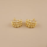 Triple Beaded C-Hoop Earrings