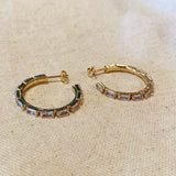 Baguette CZ Hoop Earrings