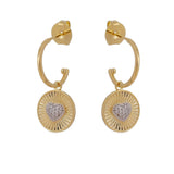 Love it Hoop Earrings: Dainty C-Hoop with Heart Radial Plate