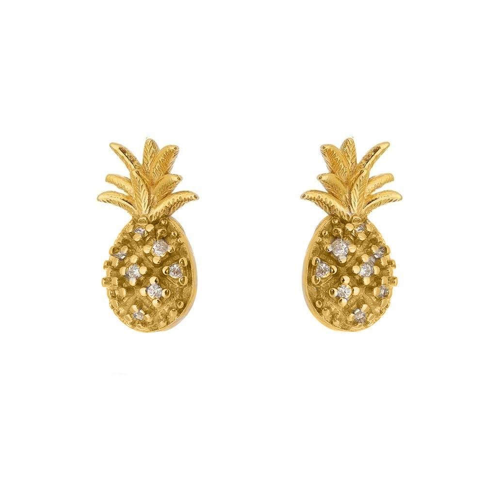 18k GL Cz Pineapple Stud - Donna Italiana ®