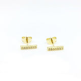 18k GL Dainty Bar CZ Stud - Donna Italiana ®