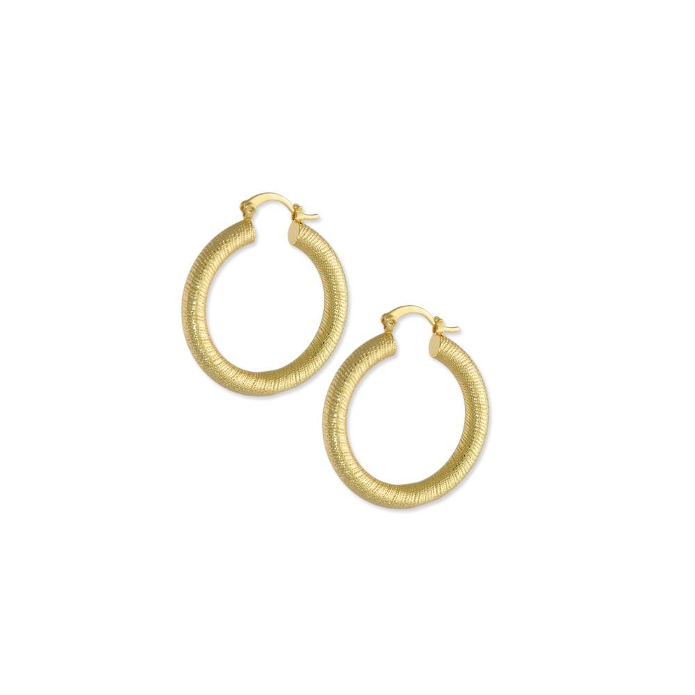 18k GL Thick Detailed Hoop - Donna Italiana ®