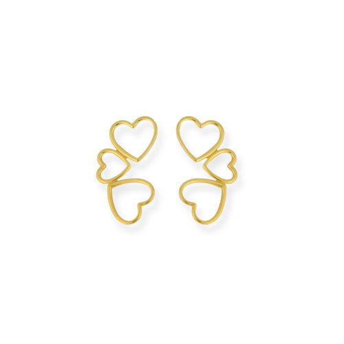 18k GL Triple Heart Earrings - Donna Italiana ®