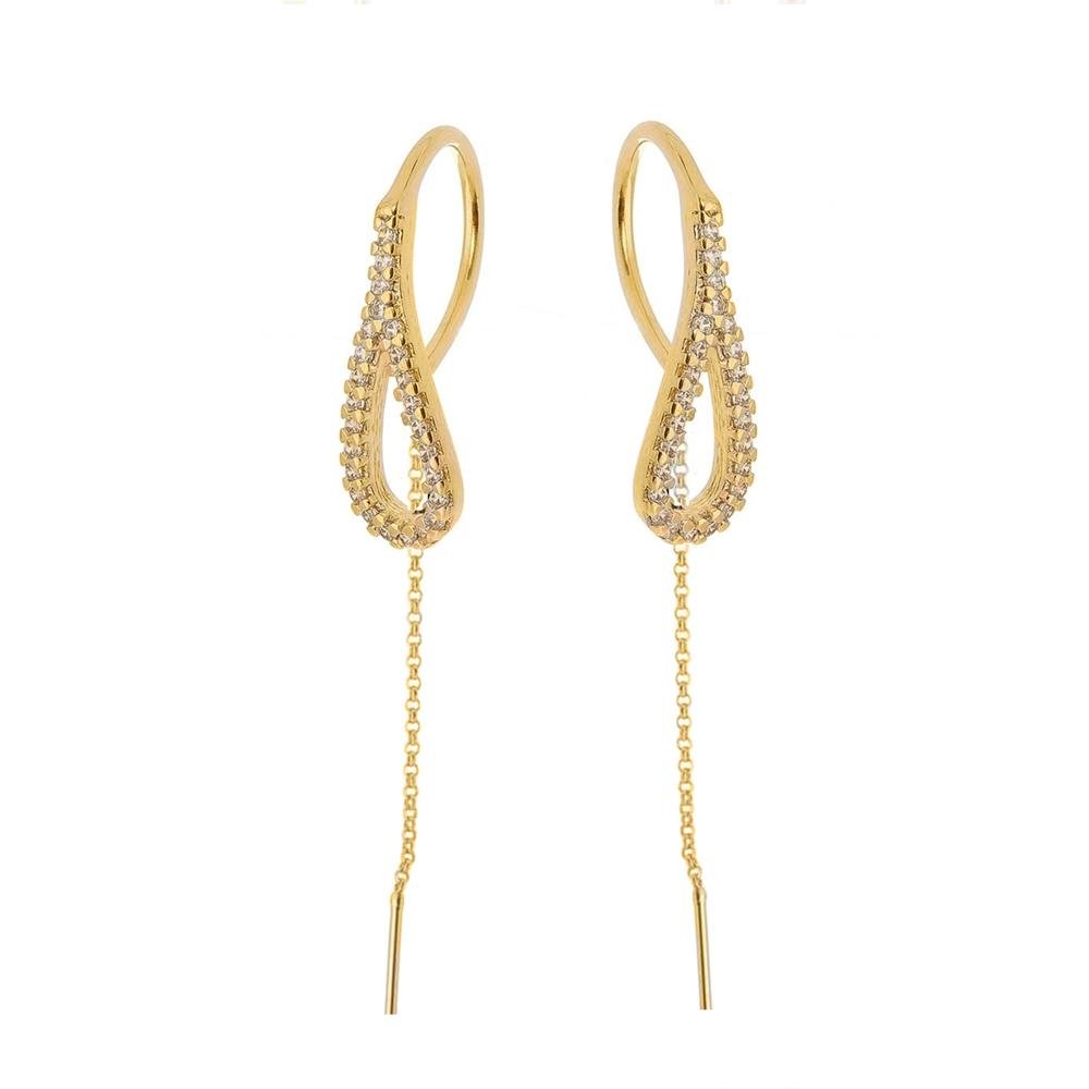 18k Gold Layer Loop Cz Violador Earring - Donna Italiana ®