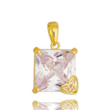 18K Gold Layer Oversized Princess Cut Cubic Zirconia Necklace - Donna Italiana ®