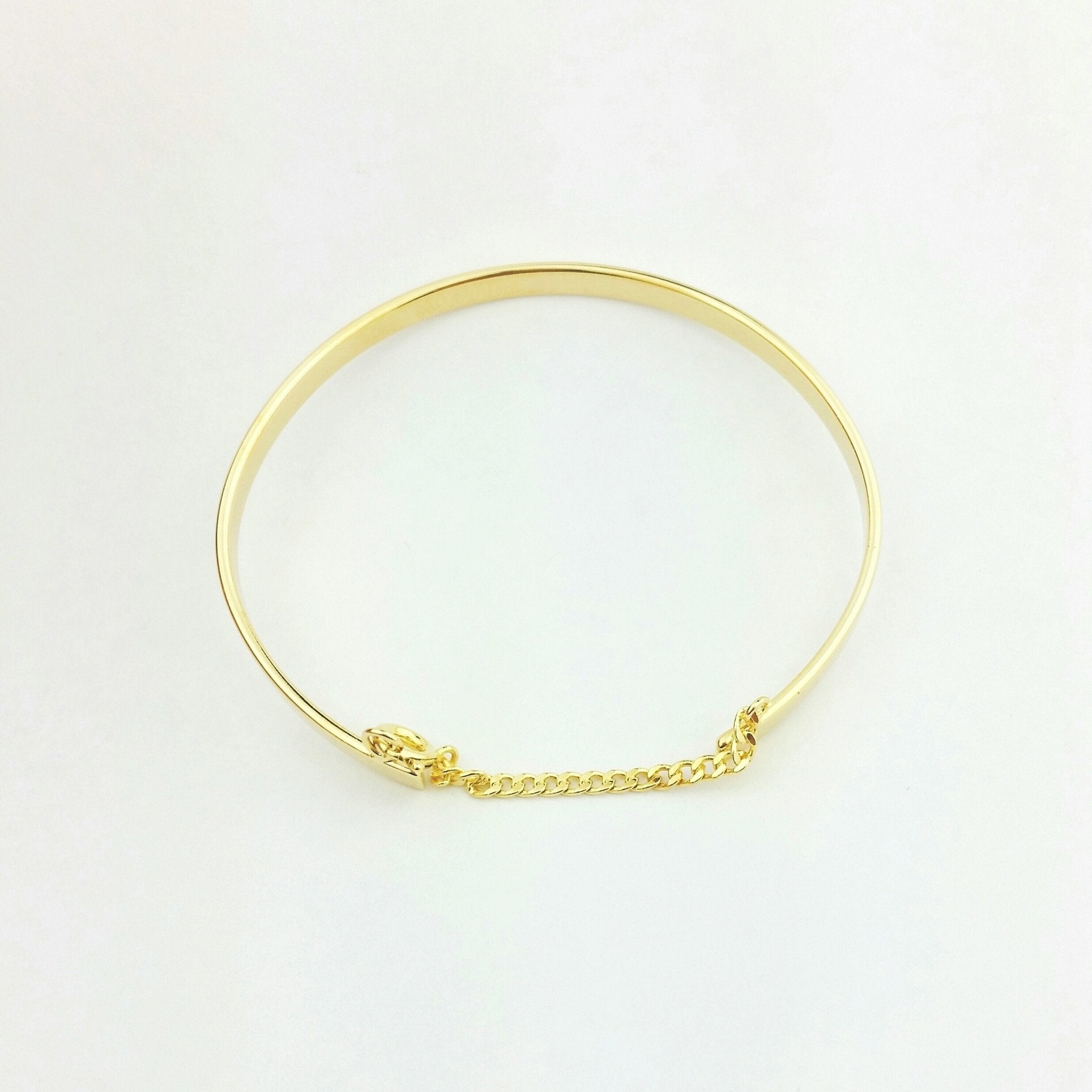 18KGL CUFF BANGLE WITH CHAIN - Donna Italiana ®