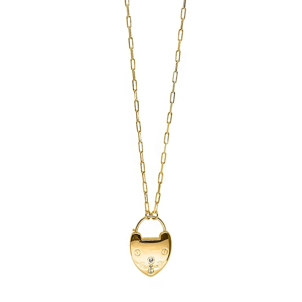 18KGL LOCK HEART NECKLACE - Donna Italiana ®
