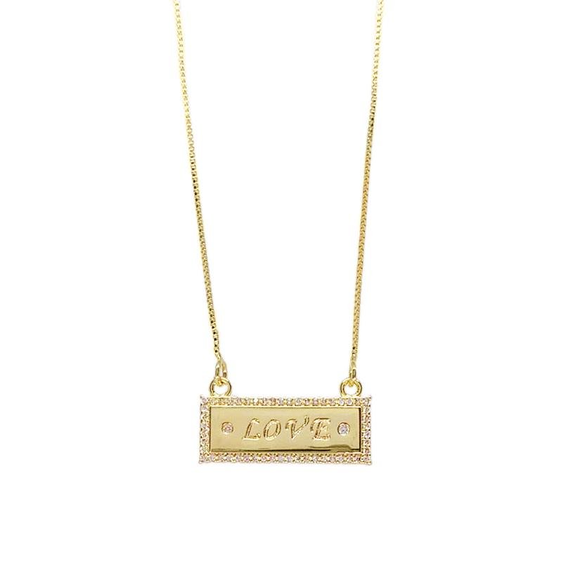 18kGL LOVE Plate Necklace - Donna Italiana ®