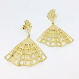 18KGL WAVED SUNSHINE FAN EARRI - Donna Italiana ®