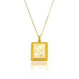 Vintage Flower Plaque Necklace