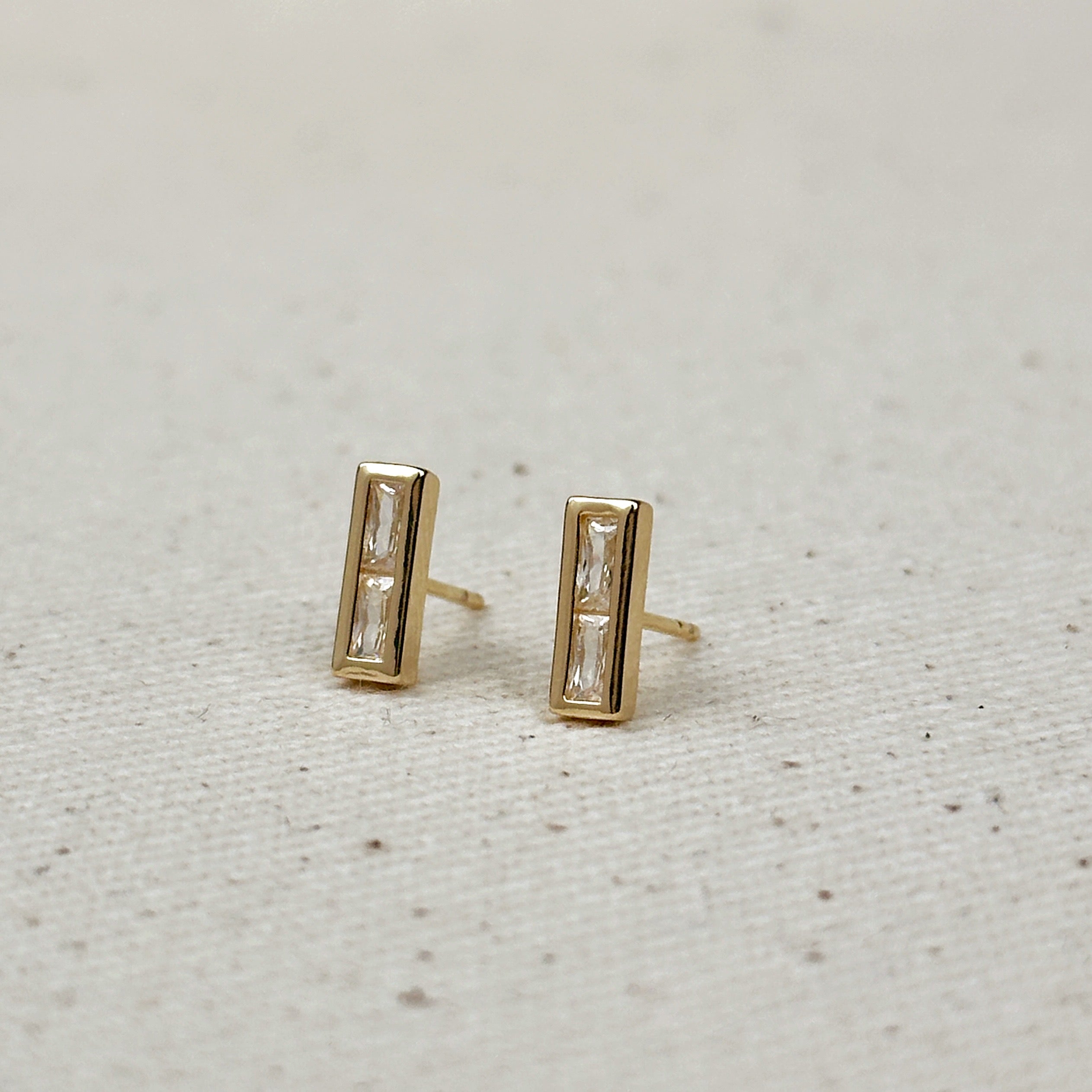 Double Baguette Stud Earrings