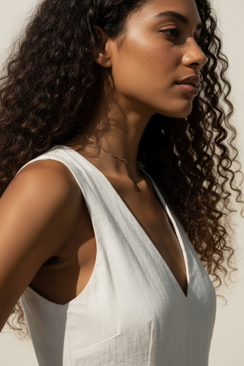 zig zag choker on model, geometric gold choker necklace, edgy minimalist choker, gold chevron choker close-up, dainty geometric necklace, layering choker on model, 18k gold filled choker, gold choker collarbone shot