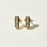 gold baguette bar earrings, geometric stud earrings, black baguette stud earrings, emerald bar stud earrings, clear crystal bar earrings, minimalist gold stud earrings, gold bar earrings colorways, small statement studs