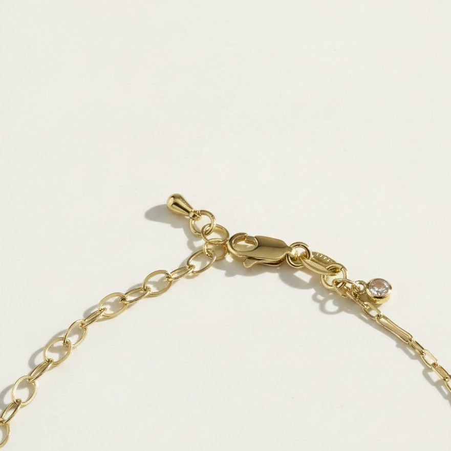 gold paperclip chain bracelet, crystal charm bracelet, dangling crystal bracelet, bezel crystal bracelet, gold-tone bracelet, dainty gold bracelet, adjustable gold bracelet, lobster clasp bracelet, station bracelet, stacking bracelet, bridal party bracelet, gift for her jewelry
