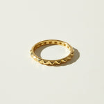 spiked band ring, gold zigzag ring, 18k gold overlay ring, stackable statement ring, geometric spike ring, edgy gold ring, textured gold band ring, pyramid stack ring