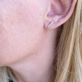 Glow & Go: Dainty Bar Stud Earrings with CZ Details