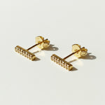 gold bar stud earrings, pavé bar earrings, crystal bar studs, minimalist bar earrings, cubic zirconia bar studs, dainty gold studs, linear stud earrings, everyday stud earrings, sparkle bar earrings, ear stack studs, small bar earrings, bridesmaid gift, gift for her