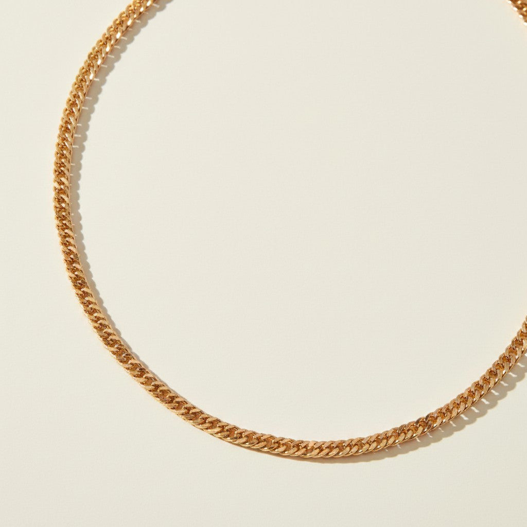 herringbone chain necklace, flat chain necklace gold, 18K gold overlay necklace, woven chain necklace, lightweight gold chain, herringbone necklace detail, layering chain necklace, flat link necklace