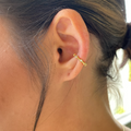 Bubbly Bliss: Delicate 18k Gold Overlay Ear Cuff with Cubic Zirconia Stones