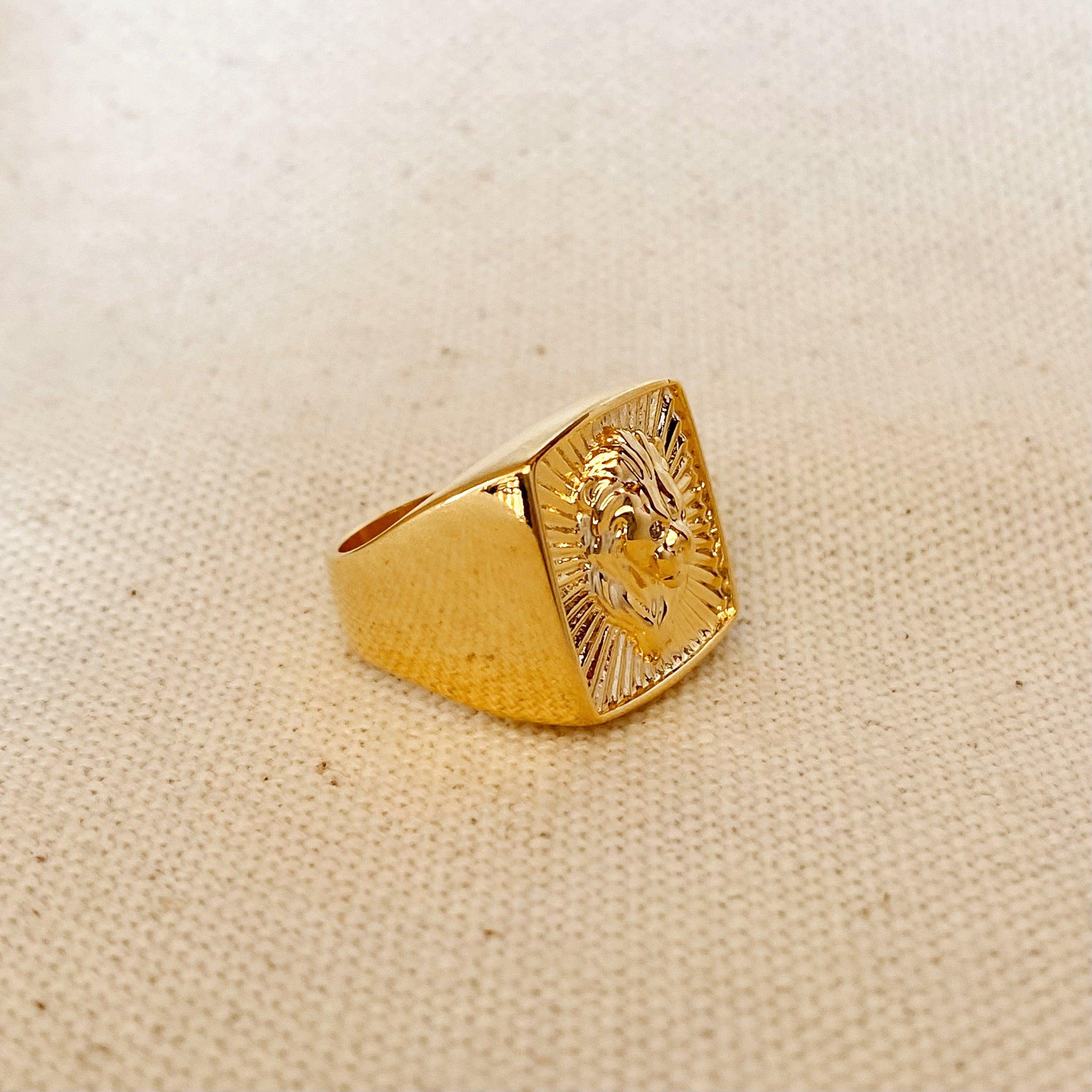 GoldFi 18k Gold Filled Lioness Signet Ring