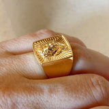 GoldFi 18k Gold Filled Lioness Signet Ring