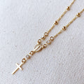 Ethereal Beauty: 18k Gold Overlay Delicate Rosary Necklace
