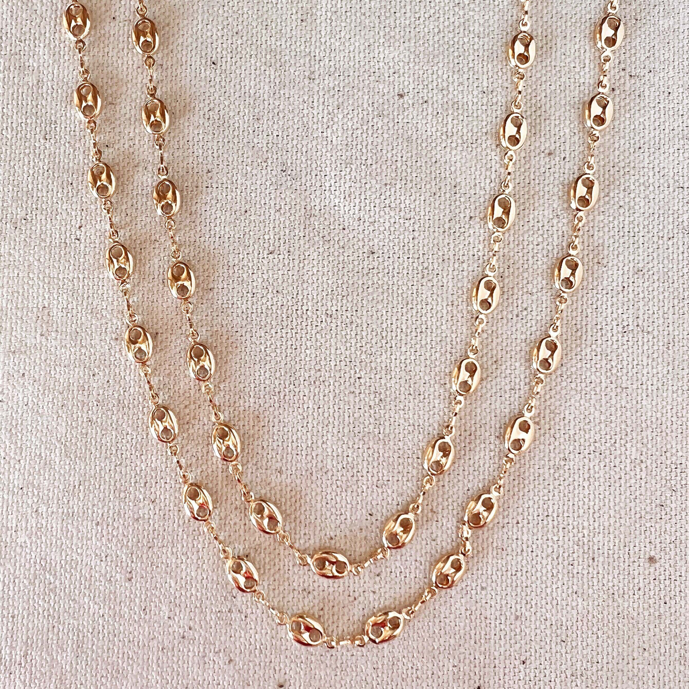 GoldFi 18k Gold Filled Puffy Mariner Link Necklace