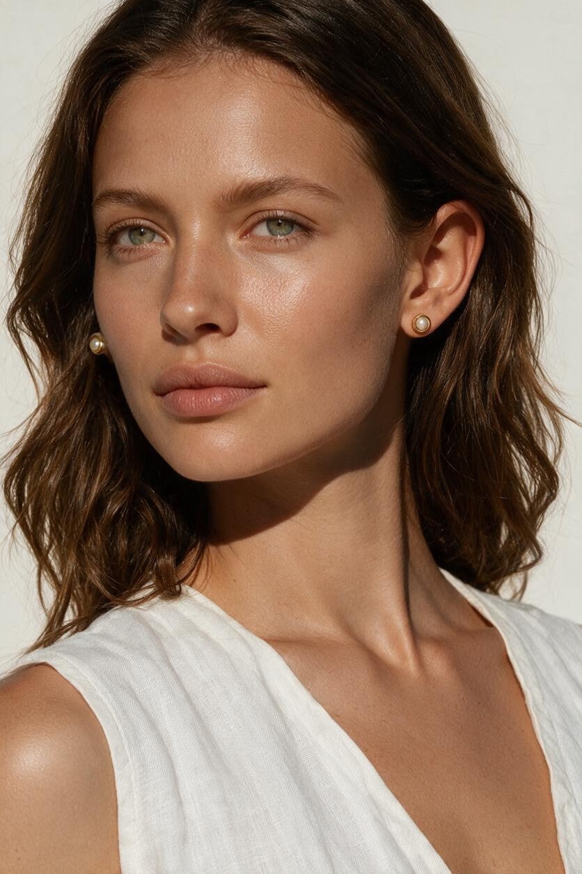 pearl stud earrings, small pearl studs, gold bezel pearl earrings, classic pearl earrings, minimalist pearl earrings, everyday pearl studs, dainty pearl earrings, gold and pearl earrings, bridal pearl studs, simple pearl studs, women’s pearl earrings, timeless pearl jewelry