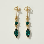 gold drop earrings colored stone, emerald marquise earrings, black onyx drop earrings gold, statement dangle earrings, two-tone gemstone earrings, gold prong set earrings, marquise cut earrings