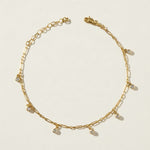 gold paperclip chain anklet, crystal charm anklet, dangling crystal anklet, bezel crystal anklet, gold-tone ankle bracelet, dainty gold anklet, adjustable gold anklet, lobster clasp anklet, summer anklet, beach anklet, layering anklet, gift for her jewelry