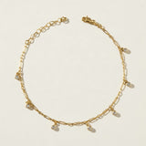 gold paperclip chain anklet, crystal charm anklet, dangling crystal anklet, bezel crystal anklet, gold-tone ankle bracelet, dainty gold anklet, adjustable gold anklet, lobster clasp anklet, summer anklet, beach anklet, layering anklet, gift for her jewelry